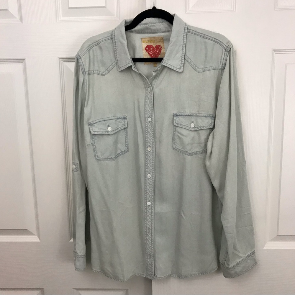 Brand New Denim Button Down Shirt Plus Size